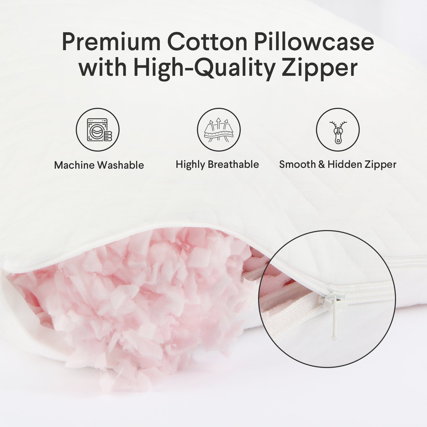 FAUNNA Adjustable Bed Pillow for Sleeping,Shredded Memory Foam Pillow, Soft Queen Size Bed Pillows for Back, Stomach and Side Sleeper (Queen (U.S. Standard))