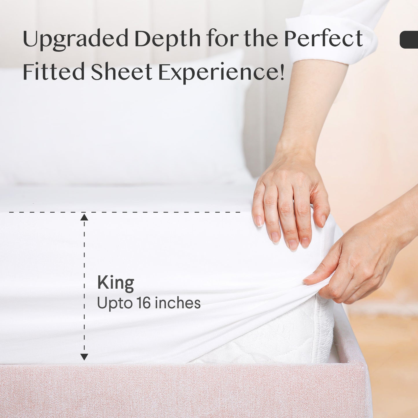 FAUNNA King Size Fitted Sheet Only, 100% Cotton 800 Thread Count Ultimate Soft Comfort and Breathable, Durable Long Lasting, 17 Inch Deep Pocket Perfectly Fits Mattress, White, Solid, 1 Pack