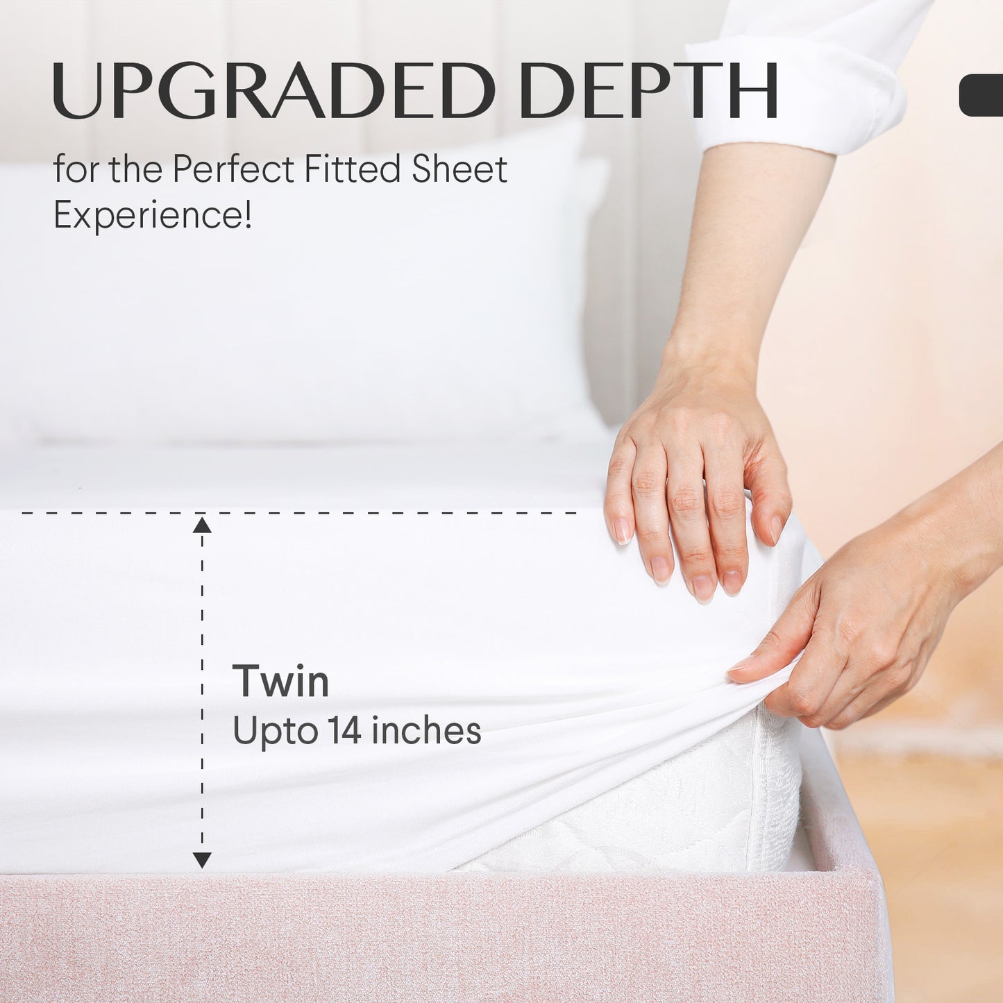 FAUNNA Twin Size Fitted Sheet Only, 100% Cotton 800 Thread Count Ultimate Soft Comfort and Breathable, Durable Long Lasting, 15 Inch Deep Pocket Perfectly Fits Mattress, White, Solid, 1 Pack