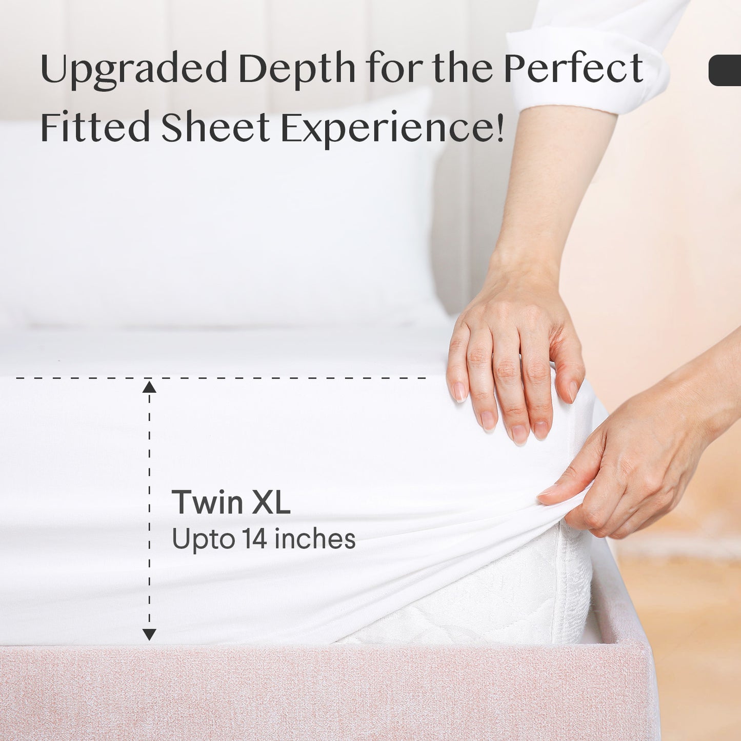 FAUNNA Twin XL Fitted Sheet Only, 100% Cotton 800 Thread Count Ultimate Soft Comfort and Breathable, Durable Long Lasting, 15 Inch Deep Pocket Perfectly Fits Mattress, White, Solid, 1 Pack