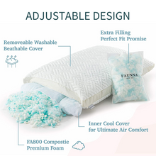 Load image into Gallery viewer, Faunna shredded memory foam with cooling gel pillow - Adjustable height
