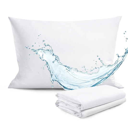 FAUNNA Waterproof Pillow Protectors Zippered, 600 Thread-Count 100% Cotton, Premium Bed Pillowcases Covers, Stain Proof, Soft, Comfortable, Quiet, Breathable, King Size, 20 x 36 inch, White, 2 Pack
