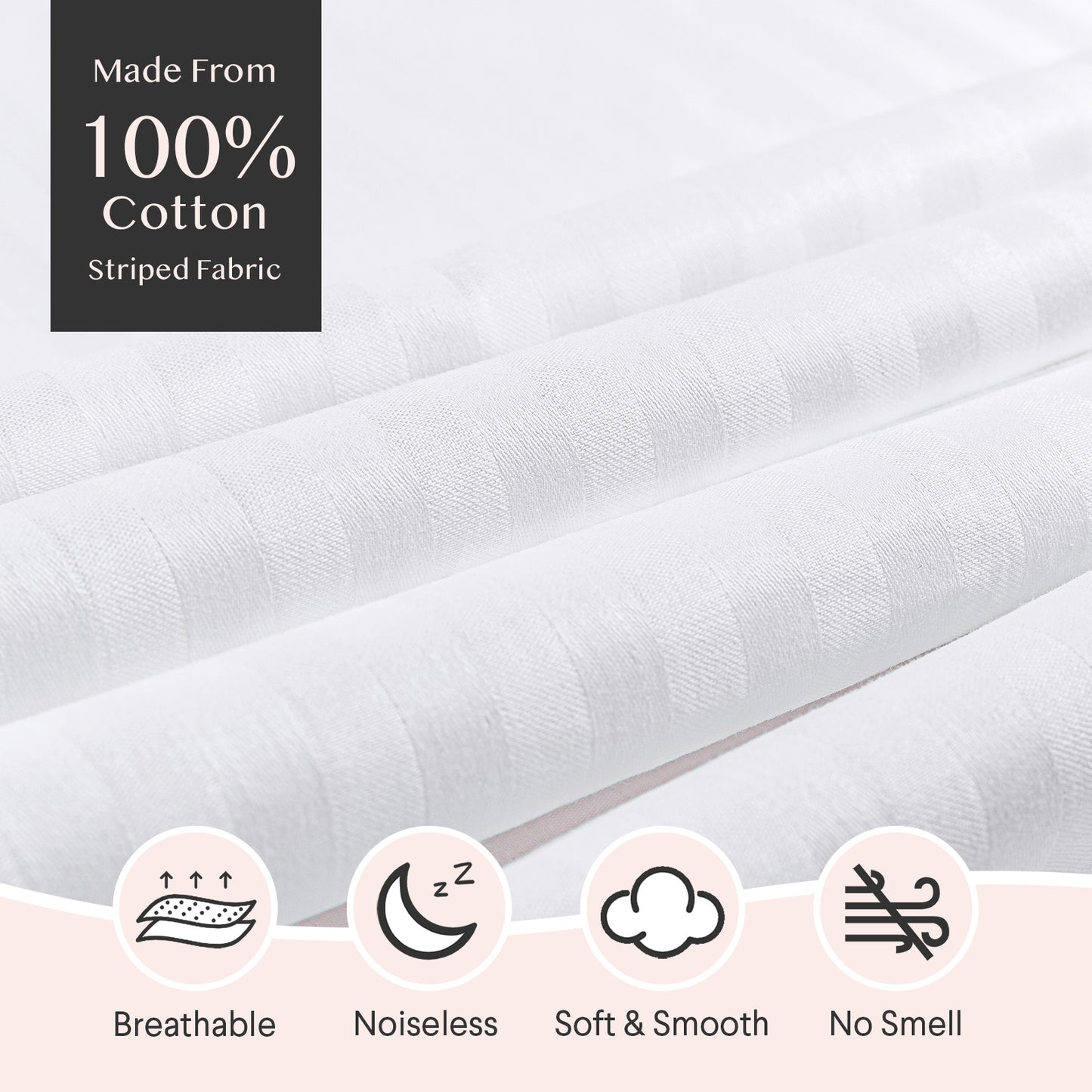FAUNNA Premium 4 Pack 600 Thread Count 100% Cotton Zippered Pillow Protectors Queen Size 20x30 Inches White Soft Breathable Bed Pillow Covers