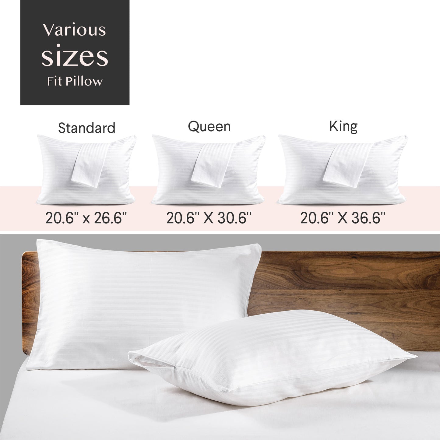 FAUNNA Premium 4 Pack 600 Thread Count 100% Cotton Zippered Pillow Protectors Queen Size 20x30 Inches White Soft Breathable Bed Pillow Covers