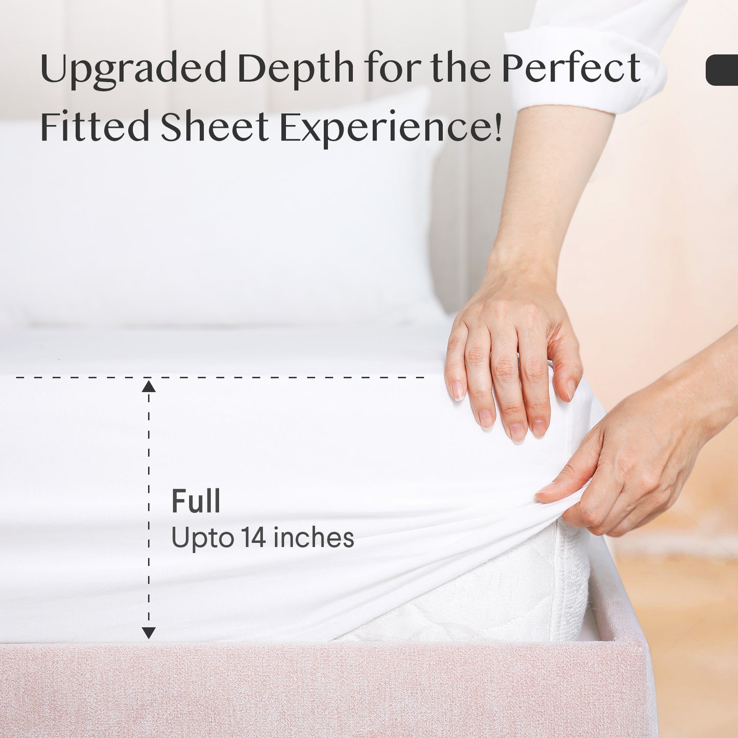FAUNNA Full Size Fitted Sheet Only, 100% Cotton 800 Thread Count Ultimate Soft Comfort and Breathable, Durable Long Lasting, 15 Inch Deep Pocket Perfectly Fits Mattress, White, Solid, 1 Pack